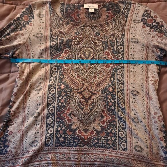 Style & Co Top Women's Small S Bohemian Soft Elegant Rhinestones Career Office - Picture 5 of 8